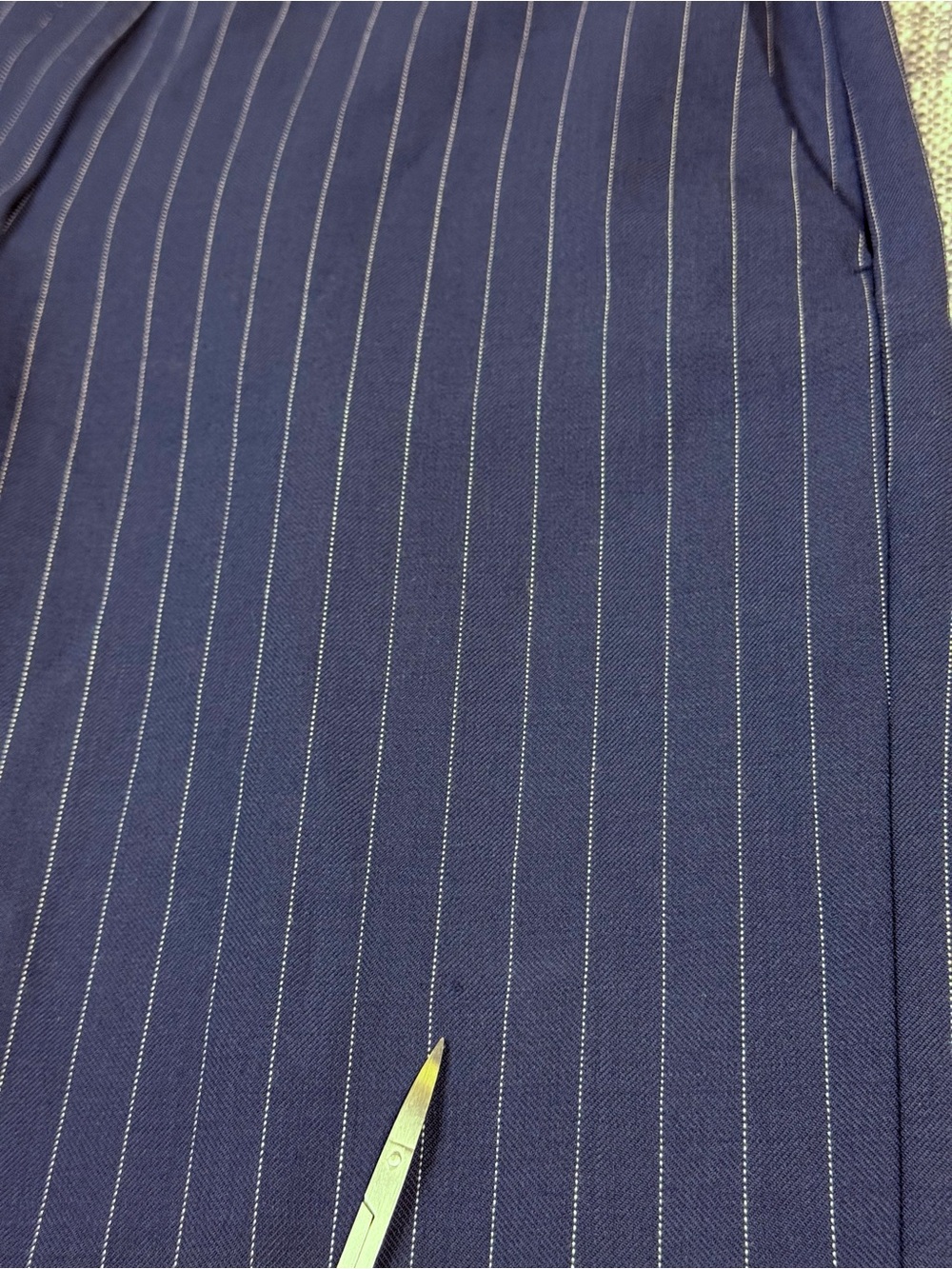 MAJE Navy Pinstripe Wide Leg Trouser High-Rise sz 8 - Picture 7 of 14